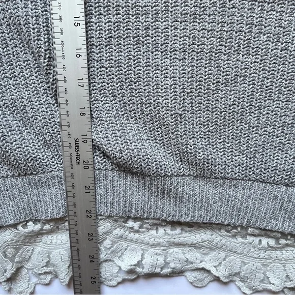 Urban Outfitters Pins & Needles Oversized Lace Trim Sweater Gray Knit Cozy Sz M - Picture 10 of 12